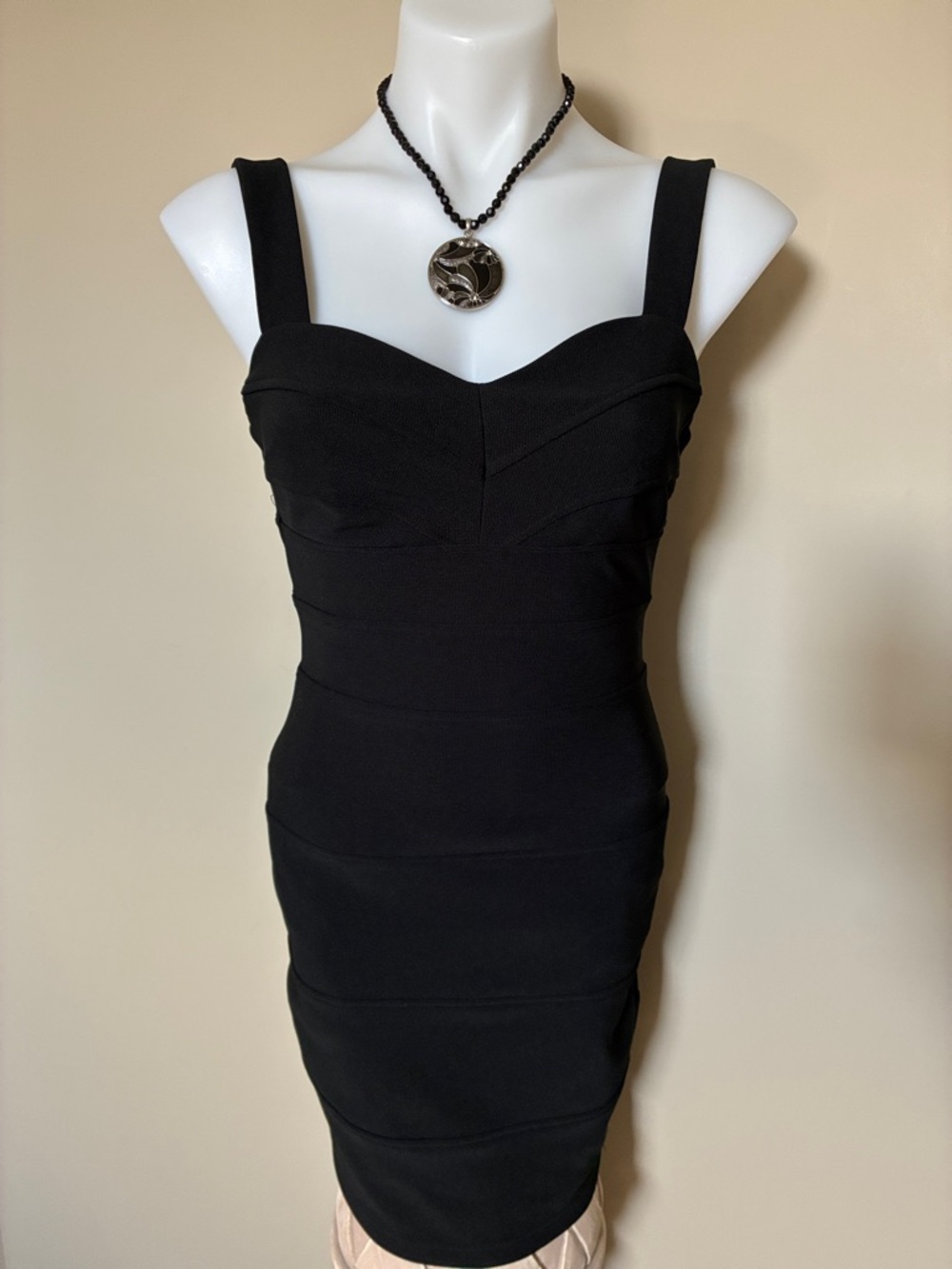 Dynamite Bodycon Mini Dress, Black, Sweetheart Neck, Wide Straps, Size: XS